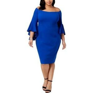 R&M Richards Off-The-Shoulder Bell Sleeves Dress